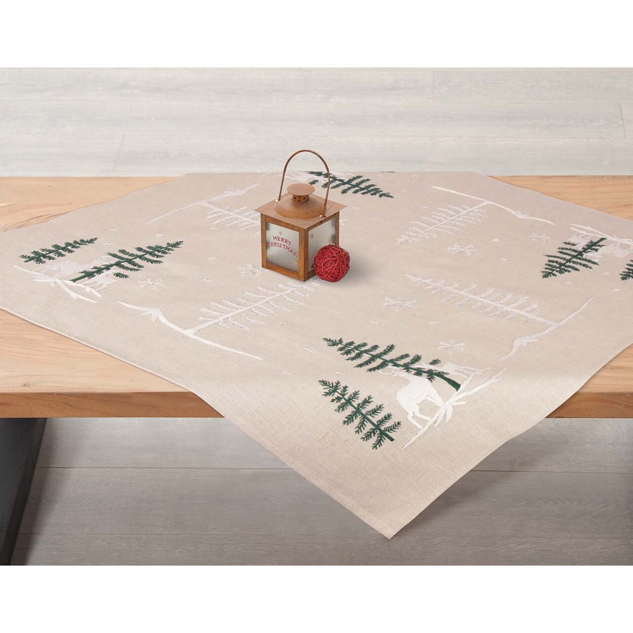 Nob Hill Evergreens in Winter Table Topper Stamped Embroidery Kit